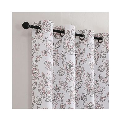 Kate Aurora Bradenton 1 Piece Grommet Top Light Filtering Paisley Floral Window Curtain Panel