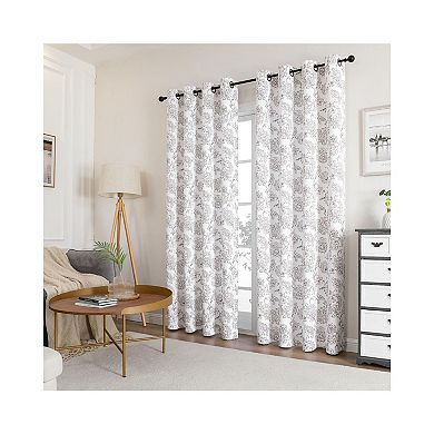 Kate Aurora Bradenton 1 Piece Grommet Top Light Filtering Paisley Floral Window Curtain Panel