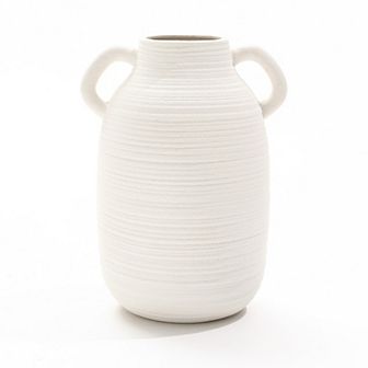 LuxenHome White Ceramic Jug 9.9-Inch Tall Round Vase