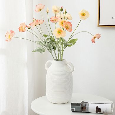 LuxenHome White Ceramic Jug 9.9-Inch Tall Round Vase