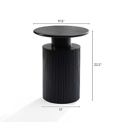 LuxenHome Black Finish Fir and MDF Wood Accent Round Table