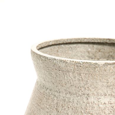 LuxenHome 2-Piece Beige Cachepot Planter Cauldron Set with Black Stands
