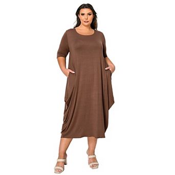 Plus Size Evelyn Bubble Hem Pocket Dress