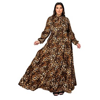 Plus Size Luciana Leopard Print Pocket Maxi Dress