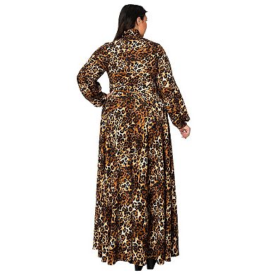Plus Size Luciana Leopard Print Pocket Maxi Dress