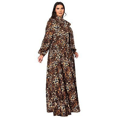 Plus Size Luciana Leopard Print Pocket Maxi Dress
