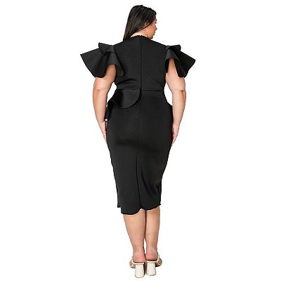 strapless open back dress XL-7XL) Plus Size Print Black Peplum Dress (EXTRA BIG SIZE) – Pluspreorder
