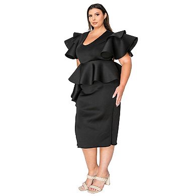 Plus Size Kira Neoprene Peplum Dress