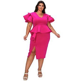 Plus Size Kira Neoprene Peplum Dress