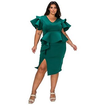 Plus Size Kira Neoprene Peplum Dress