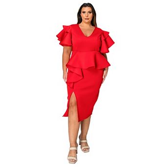 Plus Size Kira Neoprene Peplum Dress