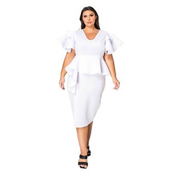 Plus Size Kira Neoprene Peplum Dress