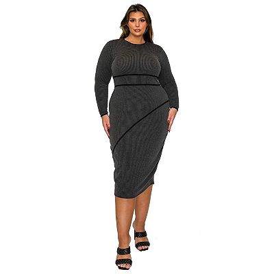 plus size sweater dress black Christmas Pattern Sweater Dress, Black / 0XL