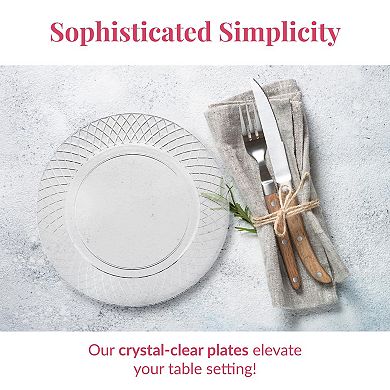 Prestee Plastic Plates, Disposable Heavy Duty Hard Plates For Party