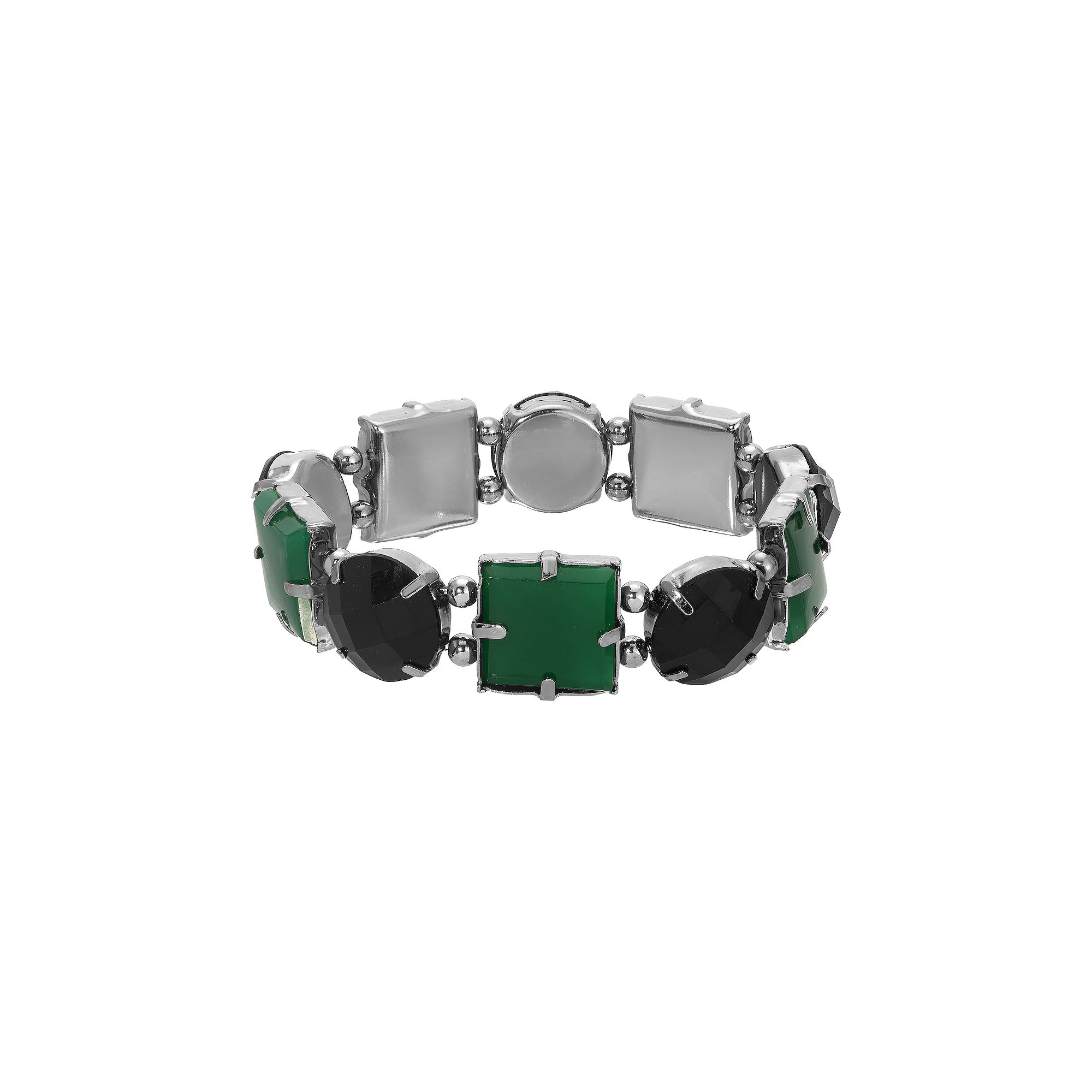 1928 Black Tone Colorblock Stretch Bracelet, Womens, Green