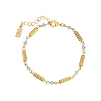 1928 Gold Tone Crystal Tube Bead Bracelet