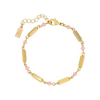 1928 Gold Tone Crystal Tube Bead Bracelet