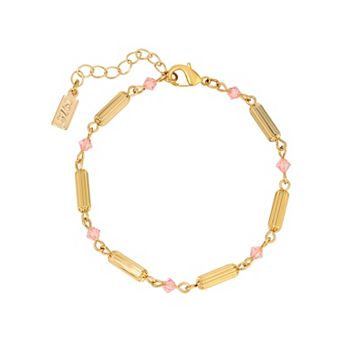 1928 Gold Tone Crystal Tube Bead Bracelet