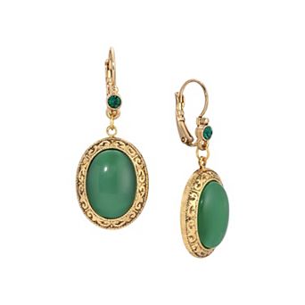 1928 Moonstone & Crystal Oval Drop Earrings