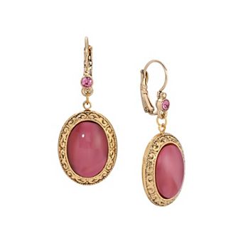 1928 Moonstone & Crystal Oval Drop Earrings