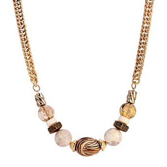 1928 Gold Tone Multi-Bead Necklace