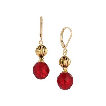 1928 Crystal Faceted Color Bead Drop Earrings