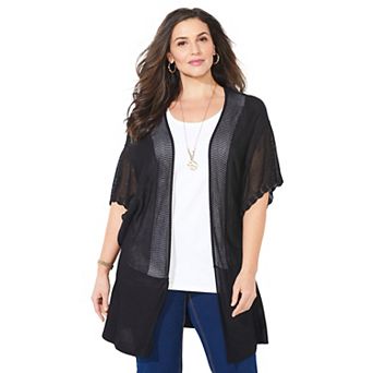 Catherines Women's Plus Size Crochet Cardigan