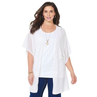 Catherines Women's Plus Size Crochet Cardigan