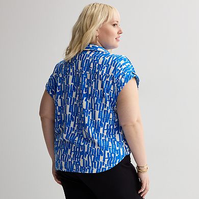 Plus Size Nine West Dolman Surplice Shirt