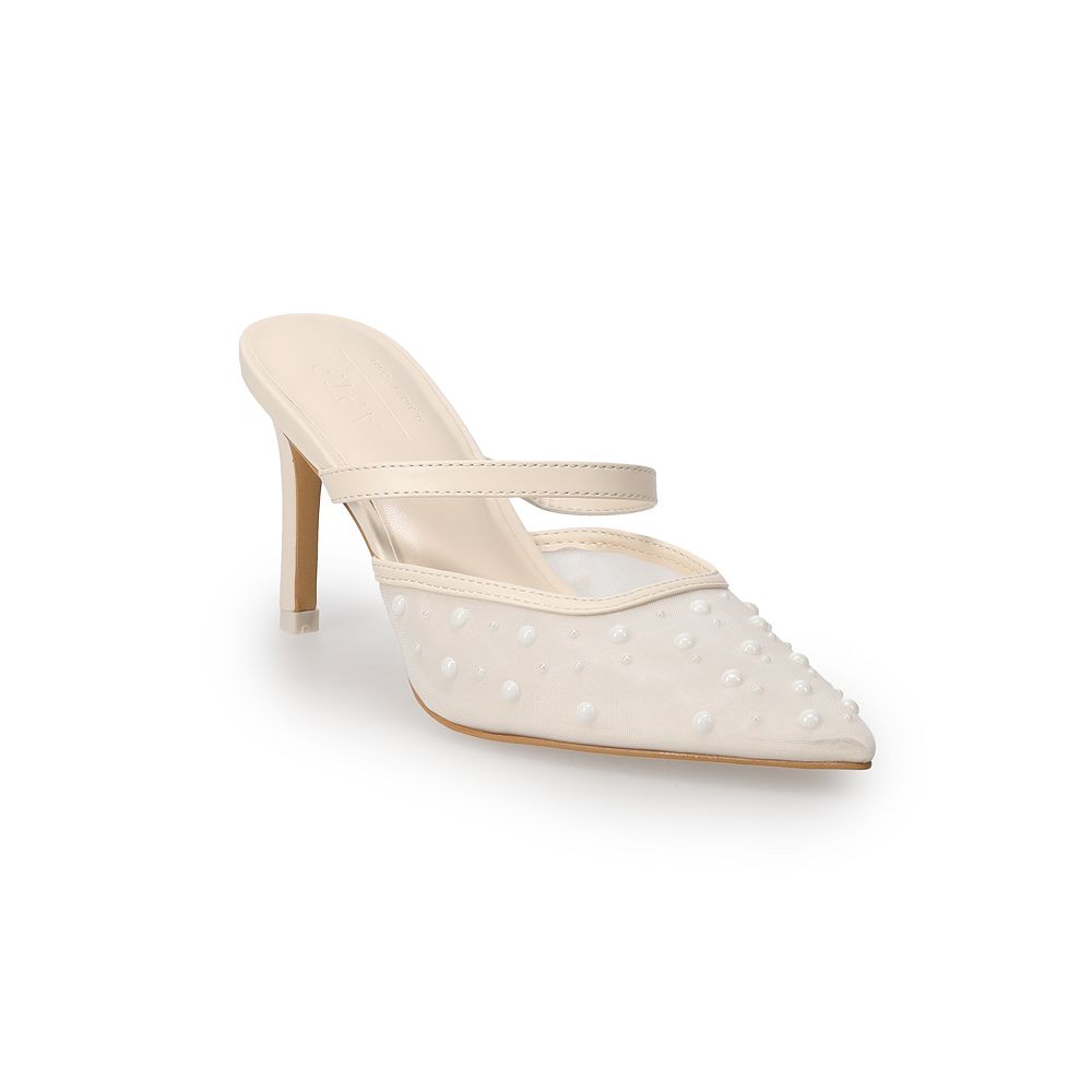 Pointed toe pearl heel pumps_9137