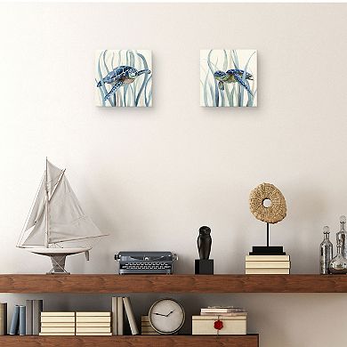 Turtle In Seagrass I / II Canvas Wall Art 2-piece Set