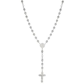 Kristen Kesho Sterling Silver & Stainless Steel Round Cubic Zirconia Rosary Necklace