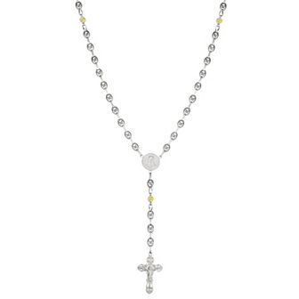 Kristen Kesho Sterling Silver & Stainless Steel Round Cubic Zirconia Rosary Necklace