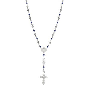Kristen Kesho Sterling Silver & Stainless Steel Cubic Zirconia Rosary Necklace