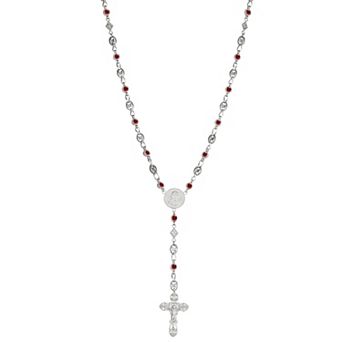 Kristen Kesho Sterling Silver & Stainless Steel Cubic Zirconia Rosary Necklace
