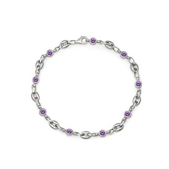 Kristen Kesho Sterling Silver & Stainless Steel Cubic Zirconia Infinity Bracelet