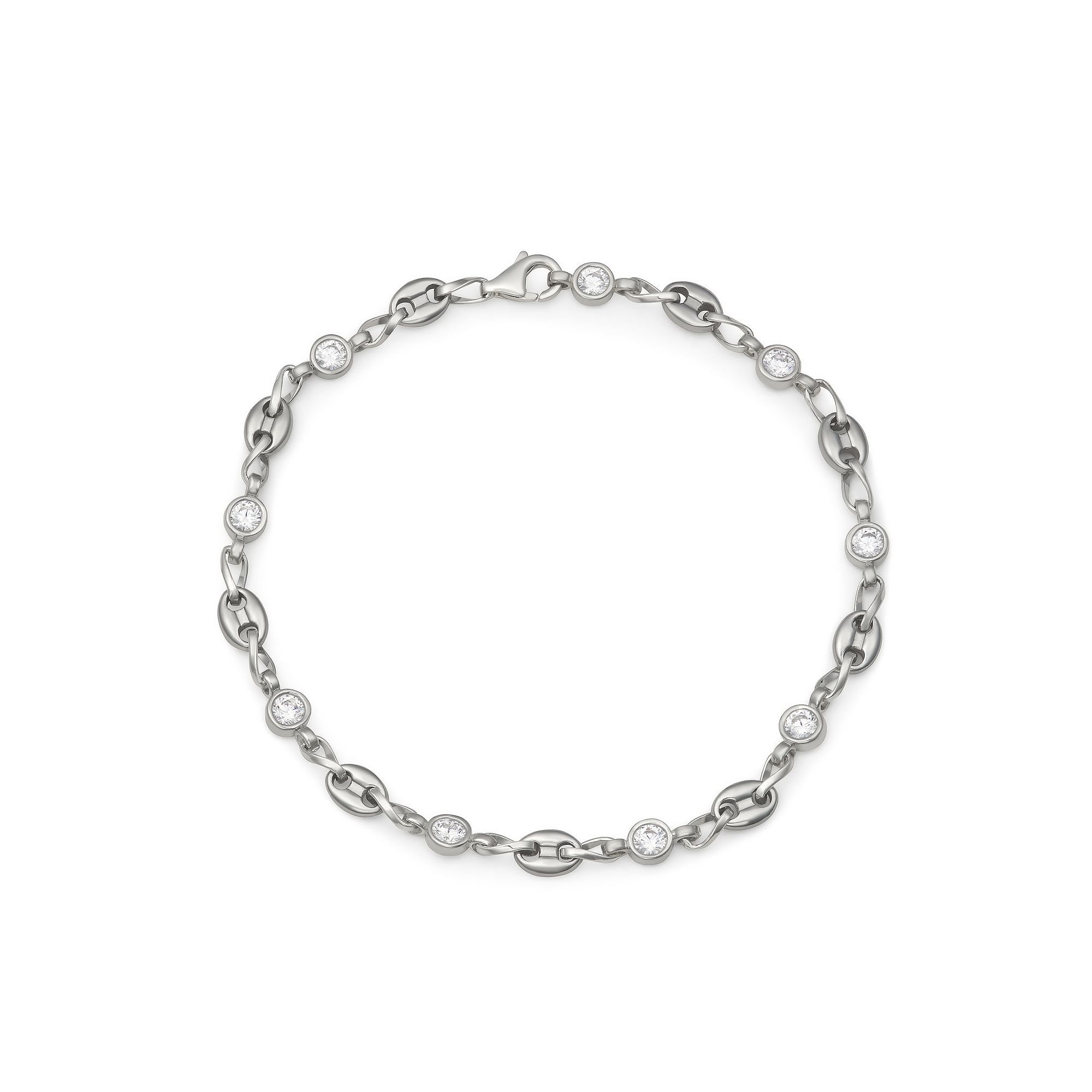 Kristen Kesho Sterling Silver & Stainless Steel Cubic Zirconia Infinity Br
