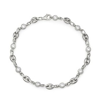 Kristen Kesho Sterling Silver & Stainless Steel Cubic Zirconia Infinity Bracelet