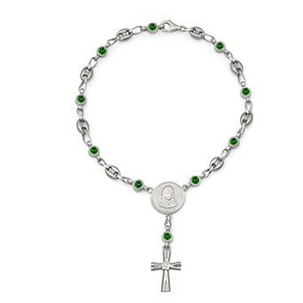Kristen Kesho Sterling Silver & Stainless Steel Cubic Zirconia Infinity Rosary Bracelet