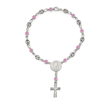 Kristen Kesho Sterling Silver & Stainless Steel Cubic Zirconia Infinity Rosary Bracelet
