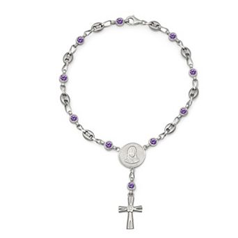 Kristen Kesho Sterling Silver & Stainless Steel Cubic Zirconia Infinity Rosary Bracelet