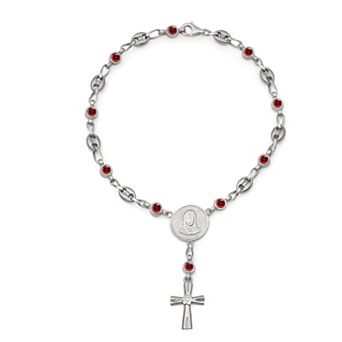 Kristen Kesho Sterling Silver & Stainless Steel Cubic Zirconia Infinity Rosary Bracelet