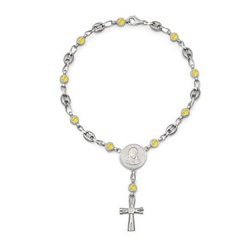 Kristen Kesho Sterling Silver & Stainless Steel Cubic Zirconia Infinity Rosary Bracelet