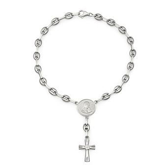 Kristen Kesho Sterling Silver & Stainless Steel Mariner Link Rosary Bracelet