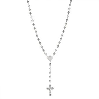 Kristen Kesho Sterling Silver & Stainless Steel Men's Mariner Link Rosary Necklace