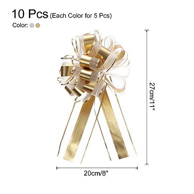 10 Pcs 11 Inch Extra Large Pull Bow Metallic Gift Wrapping Bows Ribbon Organza for Presents