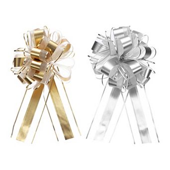 10 pc 11 Inch Extra Large Pull Bow Metallic Gift Wrapping Bows Ribbon Organza for Presents