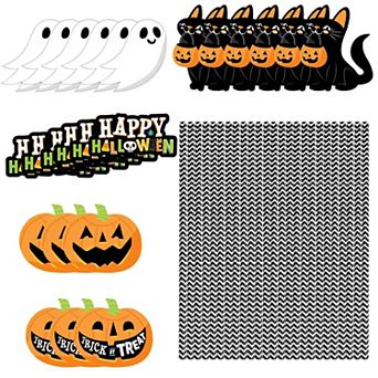 25 pc Halloween Paper Straws Party Decorations with Ghost, Lantern & Black Cat Designs