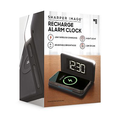 Sharper Image Recharge Digital Alarm Clock with Wireless Charger