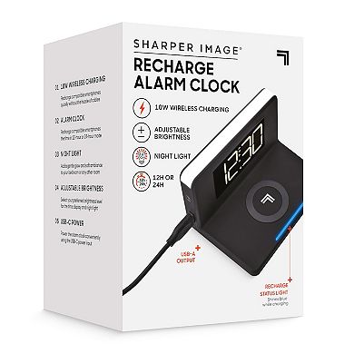 Sharper Image Recharge Digital Alarm Clock with Wireless Charger